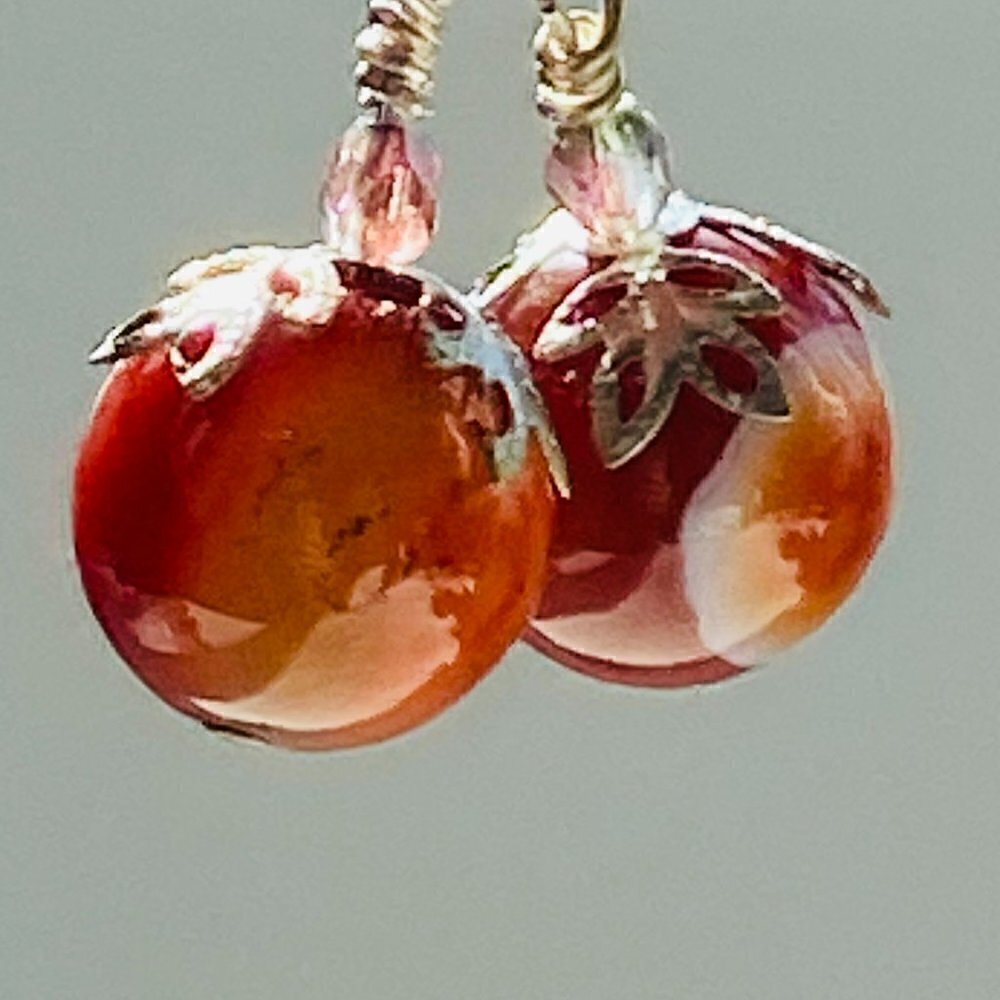Red Jasper & Silver Plated Earrings